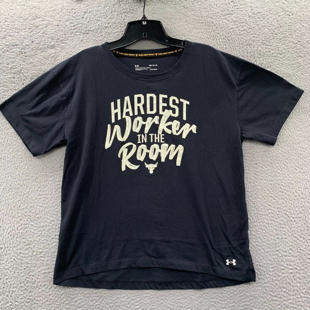 The Rock Under Armour Shirt Womens Medium Top Tee Short Sleeve Black